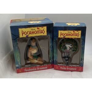 2 Disney Pocahontas & Meeko 1995 First Issue Christmas Ornaments in Boxes